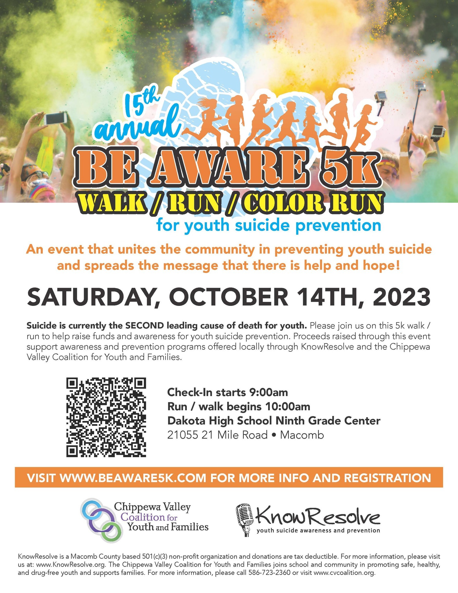 Be Aware 5K flyer - October 14, 2023
