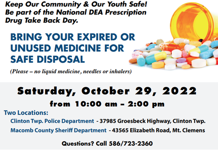 DEA Drug Takeback Event 10-29-22